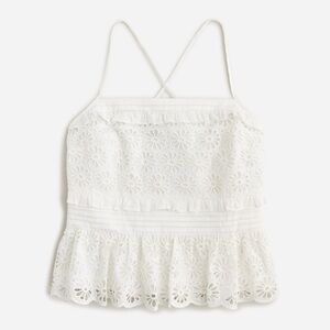 Never worn J. Crew Cross-back smocked-waist eyelet top